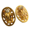 Chanel CC Gold Plated Oval Clip On Earrings Secondhand