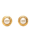 Chanel CC Gold Plated Quilted Faux Pearl Clip On Earrings Secondhand