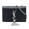 Secondhand Saint Laurent Small Croc Embossed Leather Monogram Kate Tassel Crossbody