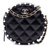 Chanel Quilted Calfskin Pearl Studded Round Clutch with Chain Secondhand