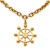 Chanel Gold Plated CC Ship Wheel Pendant Necklace Secondhand