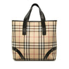 Burberry Studded Leather Trimmed House Check Canvas Tote Secondhand