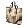 Burberry Studded Leather Trimmed House Check Canvas Tote Secondhand