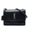 Saint Laurent Medium Croc Embossed Leather Monogram Sunset Crossbody Secondhand