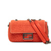 Fendi Zucca Embossed Technical Fabric Chain Midi Baguette Secondhand