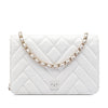 Secondhand Chanel CC Crinkled Chevron Calfskin Wallet On Chain
