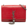 Secondhand Saint Laurent Small Croc Embossed Leather Monogram Kate Tassel Crossbody