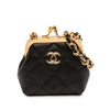Chanel CC Quilted Lambskin Kiss Lock Clutch with Chain Secondhand