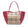 Secondhand Burberry Small Haymarket Check Coated Canvas and Leather Canterbury Tote