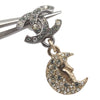 Chanel CC Silver and Gold Plated Crystal Moon and Star Drop Earrings Secondhand