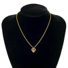 Dior Gold Plated Rhinestone Logo Heart Pendant Necklace Secondhand