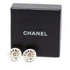 Chanel Gold Plated Strass Faux Pearl Coco Logo Disc Pushback Earrings Secondhand