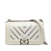 Chanel Old Medium Chevron Lambskin and Iridescent PVC Boy Flap Secondhand