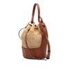 LOEWE Small Raffia and Calfskin Balloon Bucket Bag Secondhand