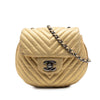Chanel CC Chevron Metallic Aged Calfskin Bubble Flap Secondhand
