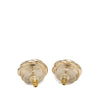 Chanel CC Gold Plated Camellia Push Back Earrings Secondhand