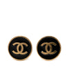 Chanel CC Gold Plated and Enamel Round Clip On Earrings Secondhand