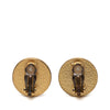 Chanel CC Gold Plated and Enamel Round Clip On Earrings Secondhand