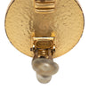 Chanel CC Gold Plated and Enamel Round Clip On Earrings Secondhand