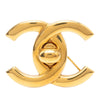 Chanel CC Gold Plated Turnlock Pin Brooch Secondhand