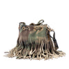 Saint Laurent Small Camouflage Print Suede Emmanuelle Fringe Bucket Bag Secondhand