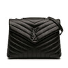 Saint Laurent Medium Matelasse Calfskin Monogram Monochrome LouLou Shoulder Bag Secondhand