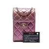 Chanel CC Quilted Iridescent Lambskin Phone Holder with Chain Secondhand