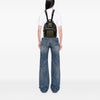 Miu Miu Leather Trimmed Crystal Embellished Matelasse Nylon Backpack Secondhand