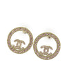 Chanel CC Gold Plated Strass Round Bullet Back Earrings Secondhand