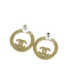 Chanel CC Gold Plated Strass Round Bullet Back Earrings Secondhand