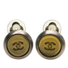 Chanel CC Silver and Gold Plated Round Clip On Earrings Secondhand