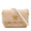 Chanel Quilted Lambskin About Pearls Card Holder On Chain Secondhand