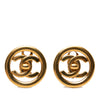 Chanel CC Gold Plated Turn Lock Round Clip On Earrings Secondhand