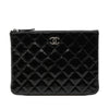 Chanel Small Quilted Crinkled Patent O Case Clutch Secondhand