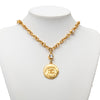 Chanel CC Gold Plated Strass Medallion Pendant Necklace Secondhand