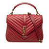 Saint Laurent Medium Quilted Chevron Sheepskin College Satchel Secondhand