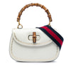 Gucci Calfskin Frame Print Bamboo Web Top Handle Bag Secondhand