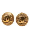 Chanel CC Gold Plated Woven Round Clip On Earrings Secondhand