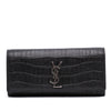 Saint Laurent Croc Embossed Leather Monogram Cassandre Clutch Secondhand