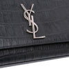 Saint Laurent Croc Embossed Leather Monogram Cassandre Clutch Secondhand