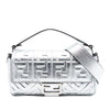 Fendi Medium Metallic Leather Embossed FF Baguette Satchel Secondhand