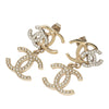 Chanel Gold Plated Strass and Faux Pearl Double CC Drop Push Back Earrings Secondhand