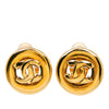 Chanel CC Gold Plated Round Clip On Earrings Secondhand