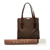 Celine Croc Embossed Leather Trimmed Macadam Canvas Tote Secondhand