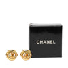 Chanel Gold Plated CC Round Clip On Earrings Secondhand