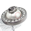 Chanel Gunmetal Plated CC Faux Pearl and Crystal Round Push Back Earrings Secondhand