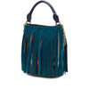 Burberry Prorsum House Check Canvas and Suede Fringe Bucket Bag Secondhand