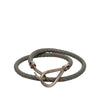 Hermès Palladium Plated and Woven Leather Jumbo Hook Double Tour Bracelet Secondhand