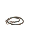 Hermès Palladium Plated and Woven Leather Jumbo Hook Double Tour Bracelet Secondhand