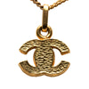 Chanel Gold Plated CC Rhinestone Pendant Necklace Secondhand